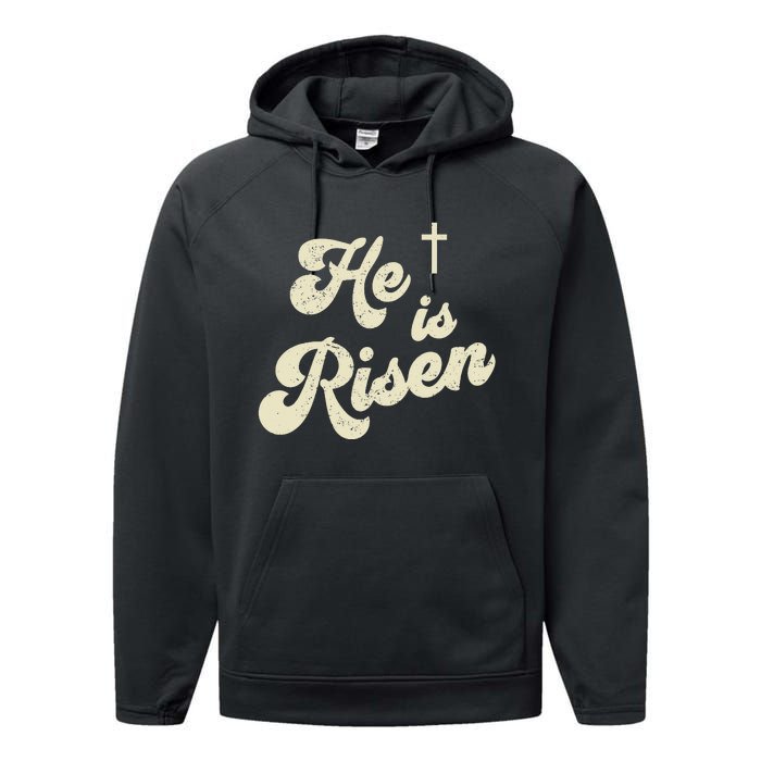 He Is Risen Cross Jesus Easter Day Christians Performance Fleece Hoodie