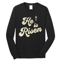 He Is Risen Cross Jesus Easter Day Christians Long Sleeve Shirt