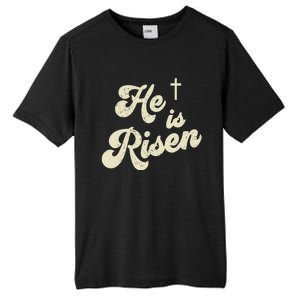 He Is Risen Cross Jesus Easter Day Christians Tall Fusion ChromaSoft Performance T-Shirt