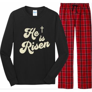 He Is Risen Cross Jesus Easter Day Christians Long Sleeve Pajama Set