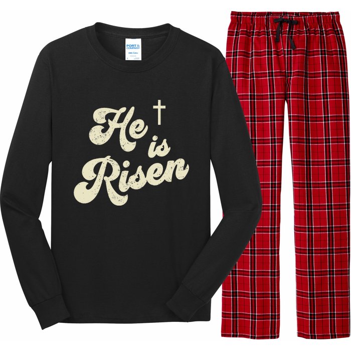 He Is Risen Cross Jesus Easter Day Christians Long Sleeve Pajama Set