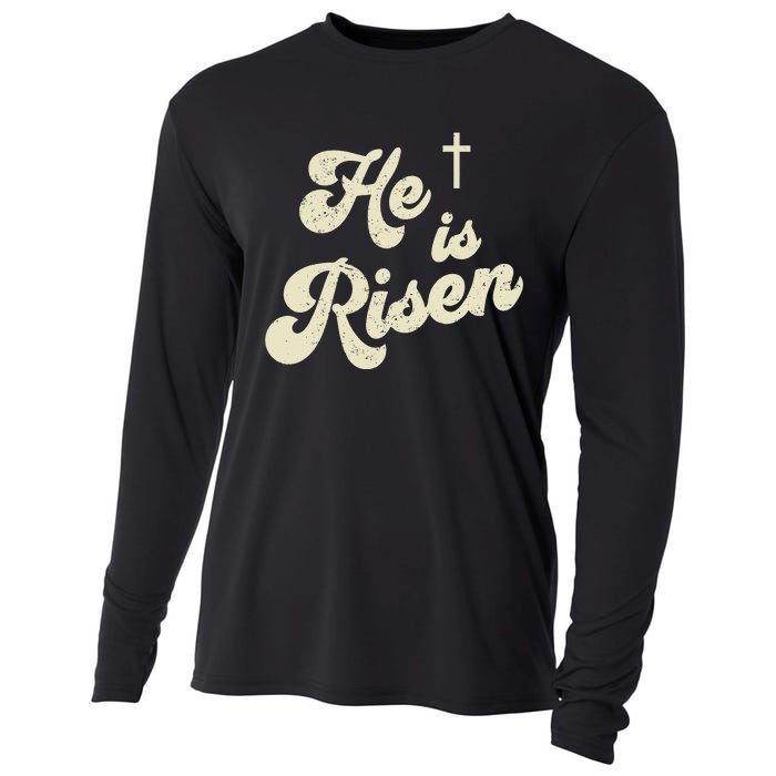 He Is Risen Cross Jesus Easter Day Christians Cooling Performance Long Sleeve Crew