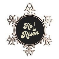 He Is Risen Cross Jesus Easter Day Christians Metallic Star Ornament