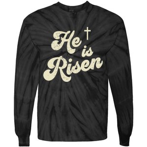 He Is Risen Cross Jesus Easter Day Christians Tie-Dye Long Sleeve Shirt