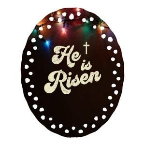 He Is Risen Cross Jesus Easter Day Christians Ceramic Oval Ornament