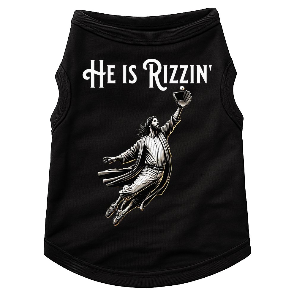 He Is Rizzin Jesus Playing Baseball Funny Sports Rizz Doggie Tank