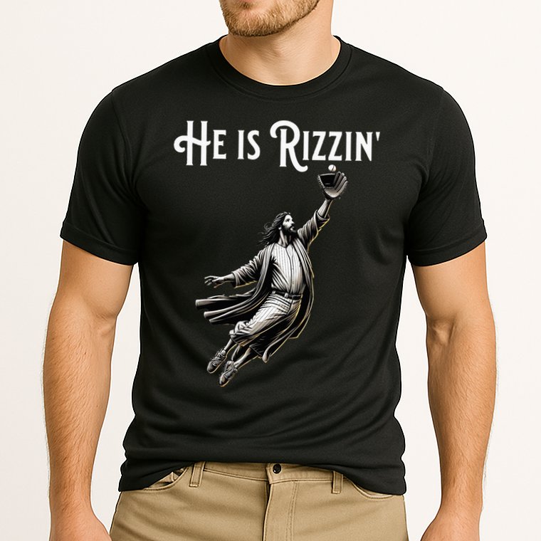 He Is Rizzin Jesus Playing Baseball Funny Sports Rizz Cooling Performance Crew T-Shirt