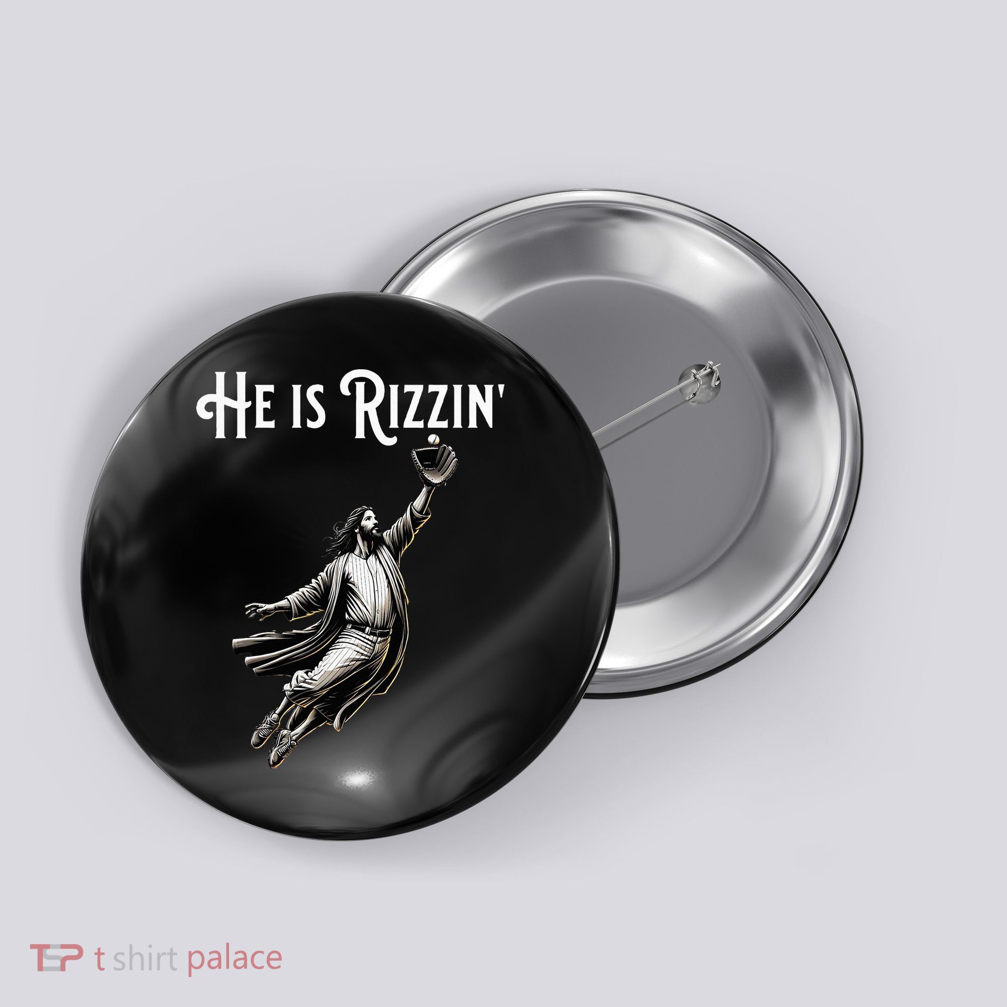 He Is Rizzin Jesus Playing Baseball Funny Sports Rizz Button
