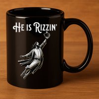 He Is Rizzin Jesus Playing Baseball Funny Sports Rizz 11oz C Handle Ceramic Mug