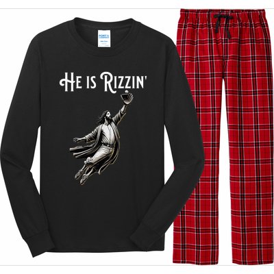 He Is Rizzin Jesus Playing Baseball Funny Sports Rizz Long Sleeve Pajama Set