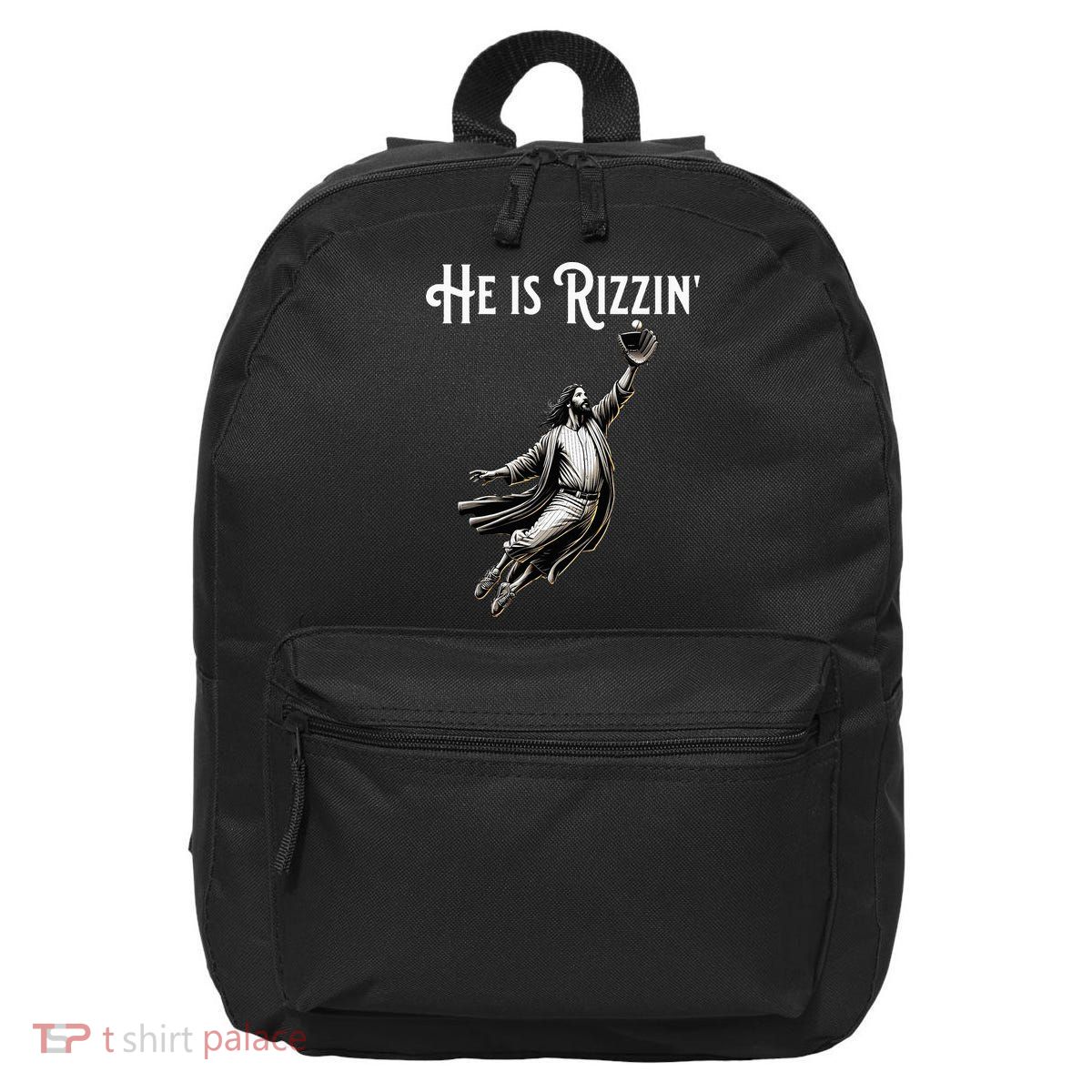He Is Rizzin Jesus Playing Baseball Funny Sports Rizz 16 in Basic Backpack