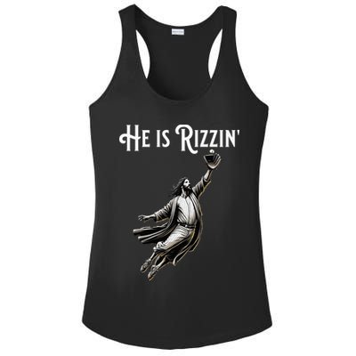 He Is Rizzin Jesus Playing Baseball Funny Sports Rizz Ladies PosiCharge Competitor Racerback Tank