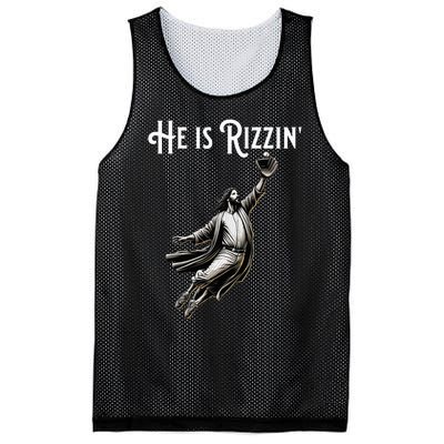 He Is Rizzin Jesus Playing Baseball Funny Sports Rizz Mesh Reversible Basketball Jersey Tank