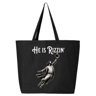 He Is Rizzin Jesus Playing Baseball Funny Sports Rizz 25L Jumbo Tote