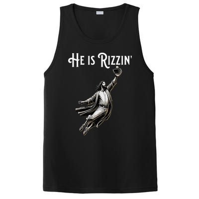 He Is Rizzin Jesus Playing Baseball Funny Sports Rizz PosiCharge Competitor Tank