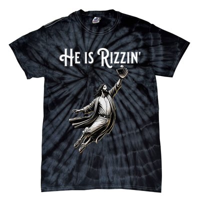 He Is Rizzin Jesus Playing Baseball Funny Sports Rizz Tie-Dye T-Shirt