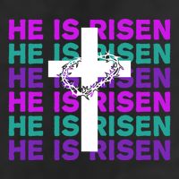 He Is Risen Retro Cross Easter 7 Panel Mesh Trucker Snapback Hat