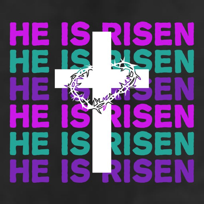 He Is Risen Retro Cross Easter 7 Panel Mesh Trucker Snapback Hat