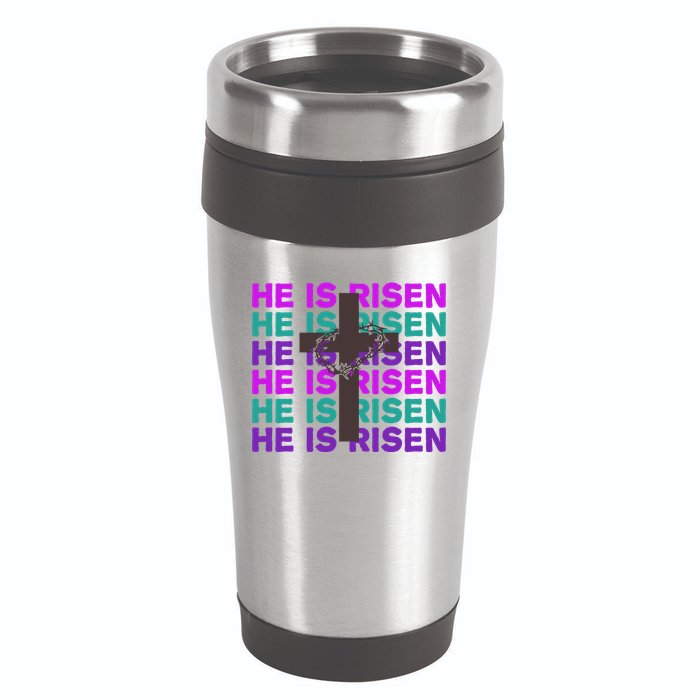 He Is Risen Retro Cross Easter 16oz Travel Tumbler