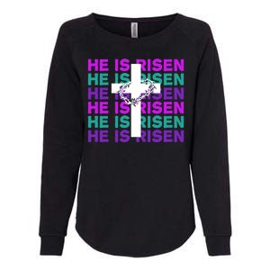 He Is Risen Retro Cross Easter Womens California Wash Sweatshirt