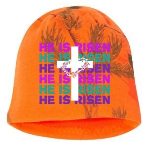 He Is Risen Retro Cross Easter Kati - Camo Knit Beanie