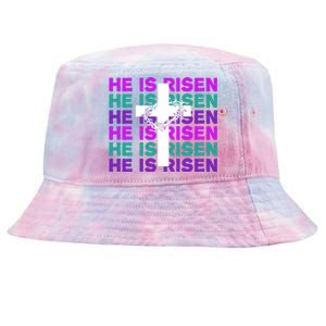 He Is Risen Retro Cross Easter Tie-Dyed Bucket Hat