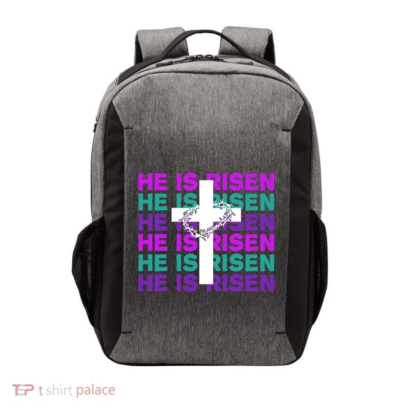 He Is Risen Retro Cross Easter Vector Backpack