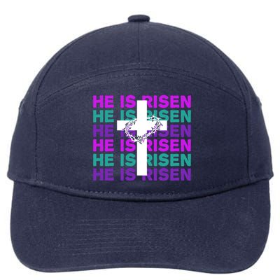 He Is Risen Retro Cross Easter 7-Panel Snapback Hat