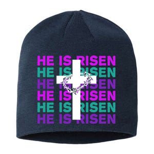 He Is Risen Retro Cross Easter Sustainable Beanie