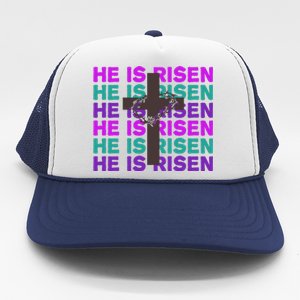 He Is Risen Retro Cross Easter Trucker Hat