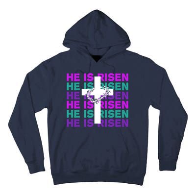 He Is Risen Retro Cross Easter Tall Hoodie