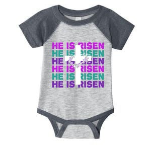 He Is Risen Retro Cross Easter Infant Baby Jersey Bodysuit