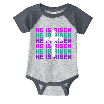 He Is Risen Retro Cross Easter Infant Baby Jersey Bodysuit