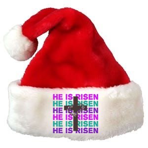 He Is Risen Retro Cross Easter Premium Christmas Santa Hat