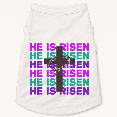 He Is Risen Retro Cross Easter Doggie Tank