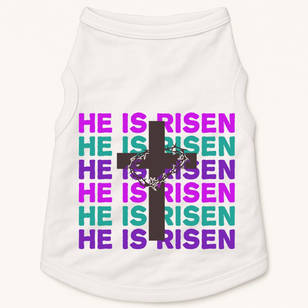 He Is Risen Retro Cross Easter Doggie Tank