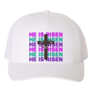 He Is Risen Retro Cross Easter Yupoong Adult 5-Panel Trucker Hat