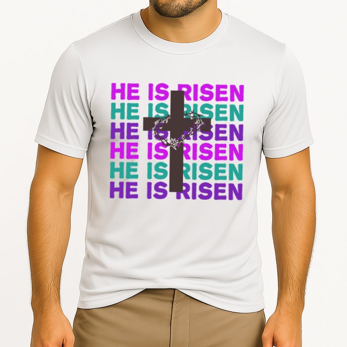 He Is Risen Retro Cross Easter Performance Shirt