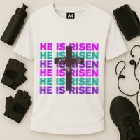 He Is Risen Retro Cross Easter Performance Shirt