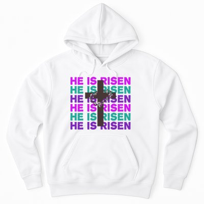 He Is Risen Retro Cross Easter Hoodie