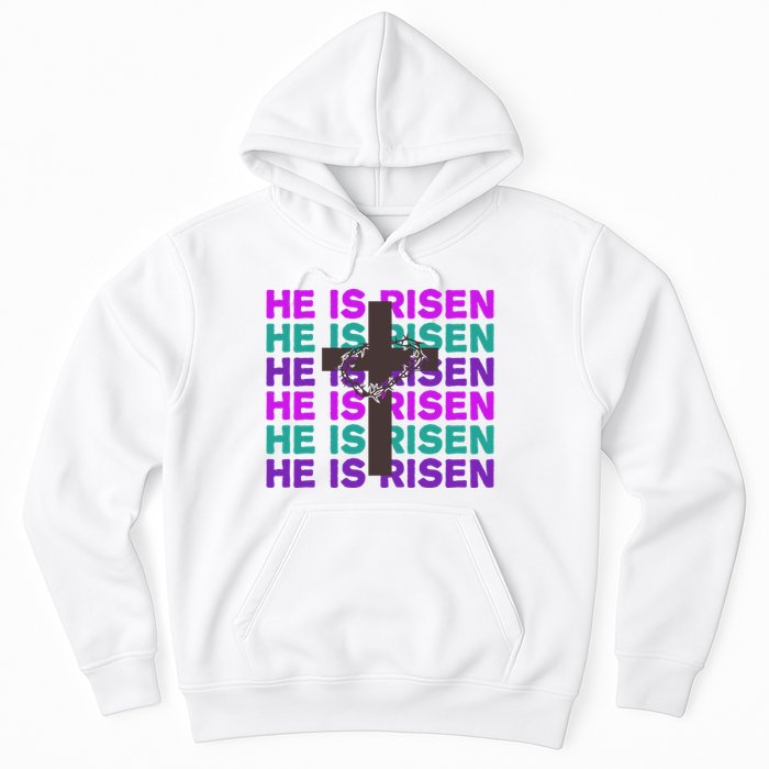 He Is Risen Retro Cross Easter Hoodie