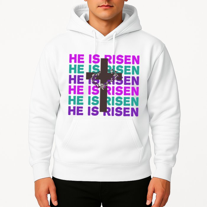 He Is Risen Retro Cross Easter Hoodie