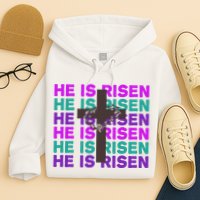 He Is Risen Retro Cross Easter Hoodie
