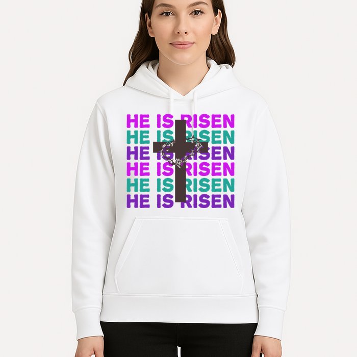 He Is Risen Retro Cross Easter Hoodie