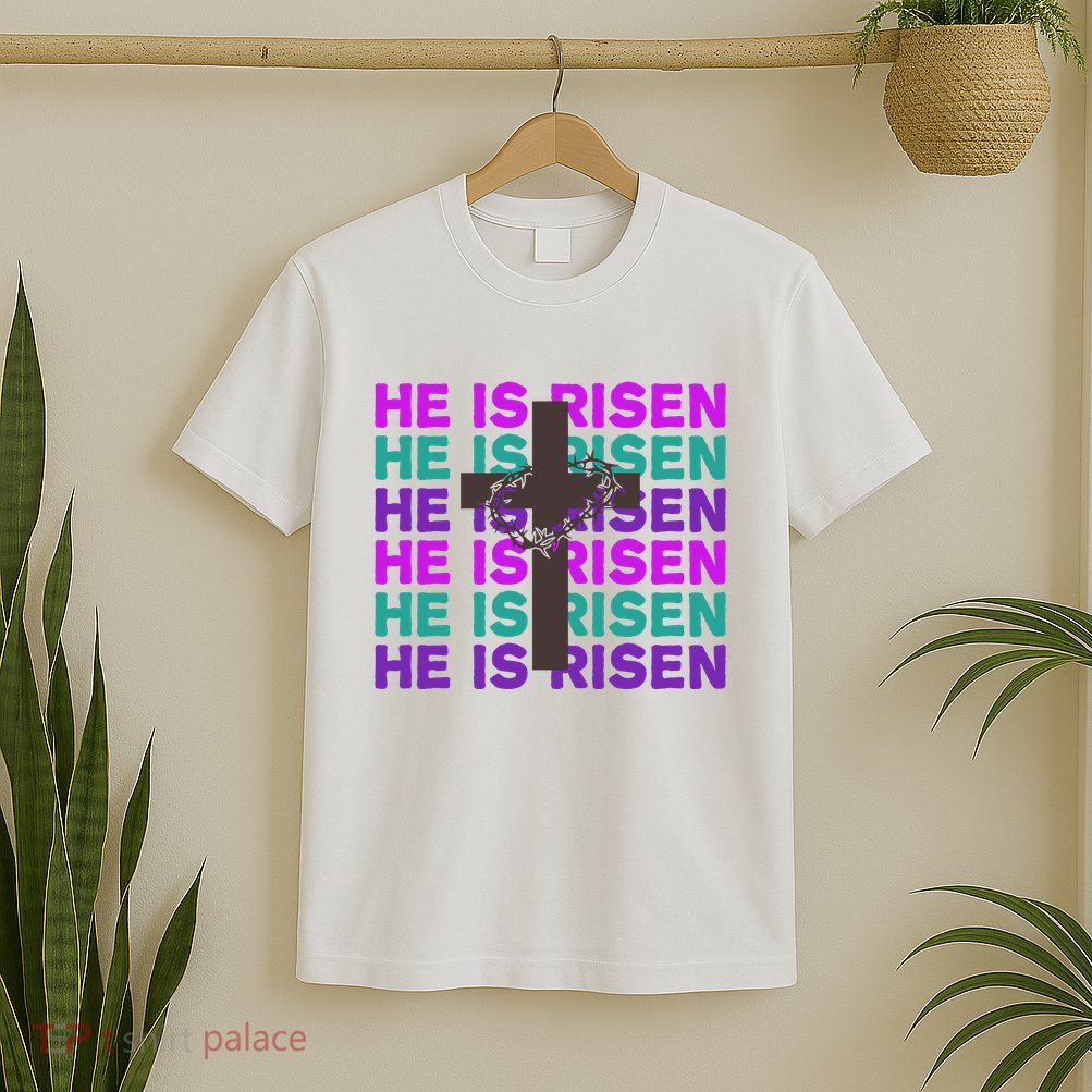 He Is Risen Retro Cross Easter T-Shirt