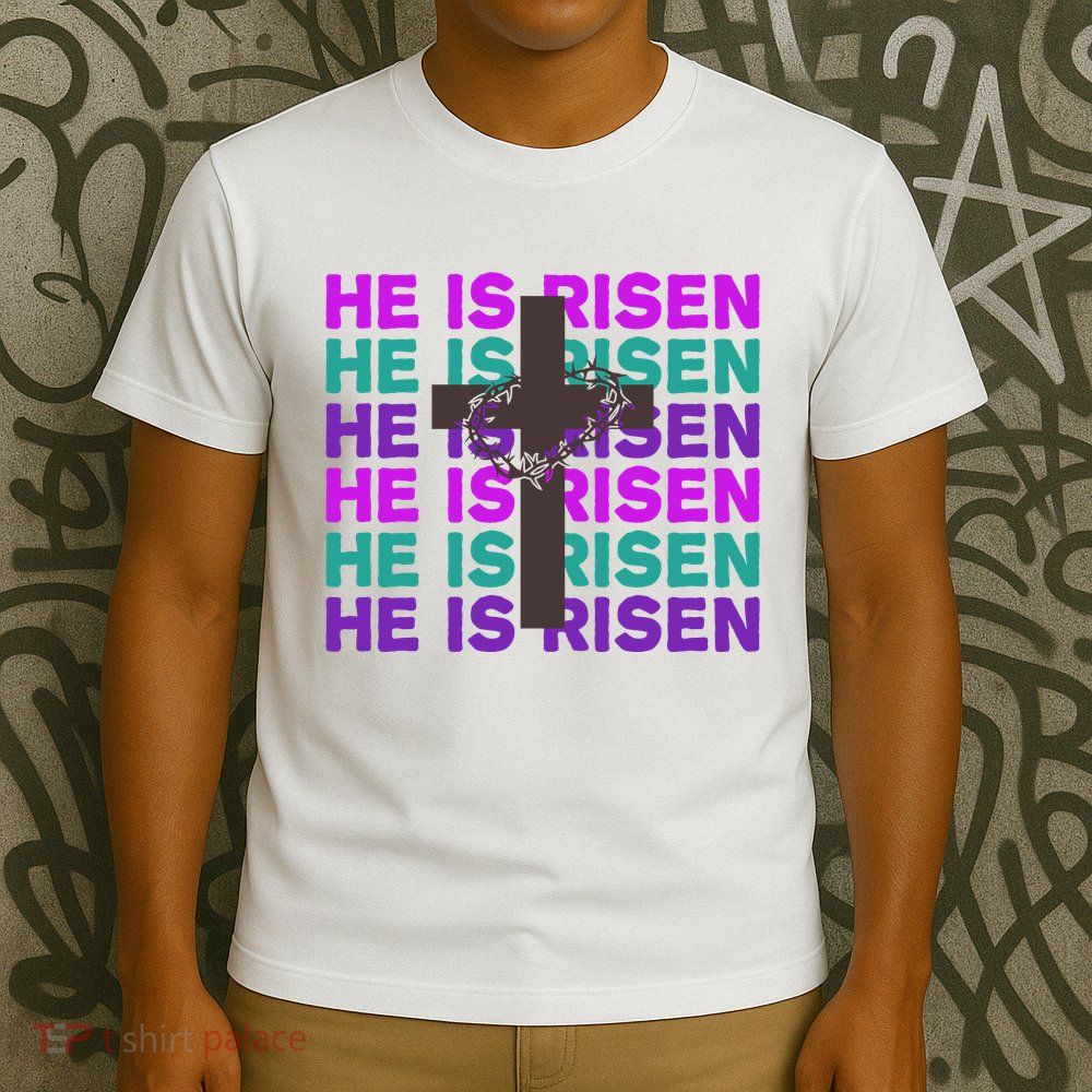 He Is Risen Retro Cross Easter T-Shirt