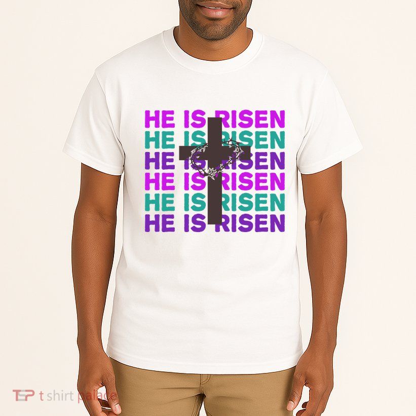 He Is Risen Retro Cross Easter Tall T-Shirt