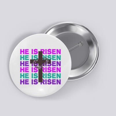 He Is Risen Retro Cross Easter Button