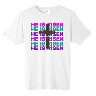 He Is Risen Retro Cross Easter Tall Fusion ChromaSoft Performance T-Shirt