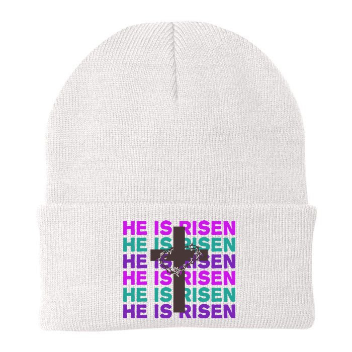 He Is Risen Retro Cross Easter Knit Cap Winter Beanie